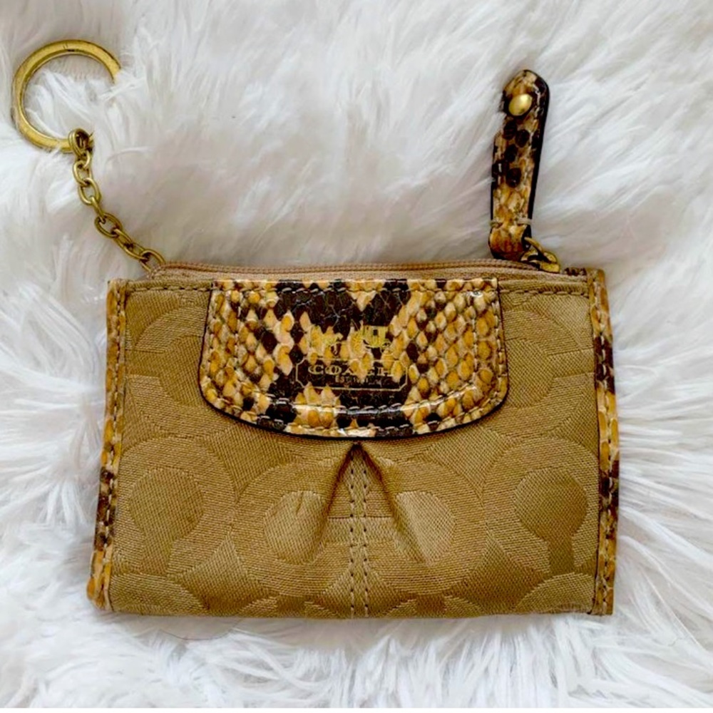 🖤COACH🐍Wallet Keychain Snakeskin Print Accents - Picture 2 of 5
